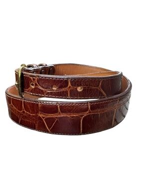 Genuine Vintage CHACON Cognac Brown Alligator Leather Western Size 30 Unisex